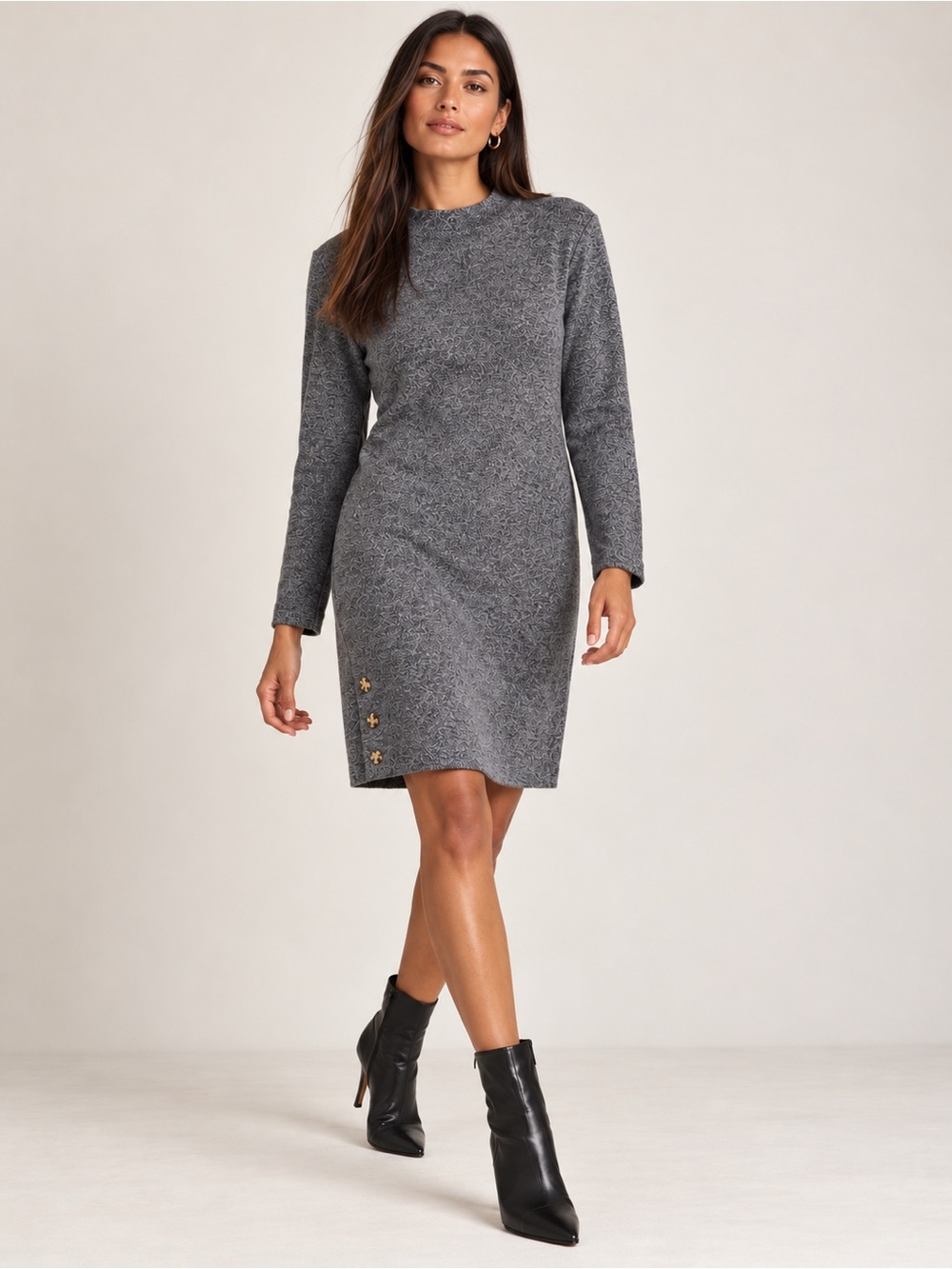 Banana Republic | Classic Gray Mock Neck Long Sleeve Knit Sweater Dress Size L